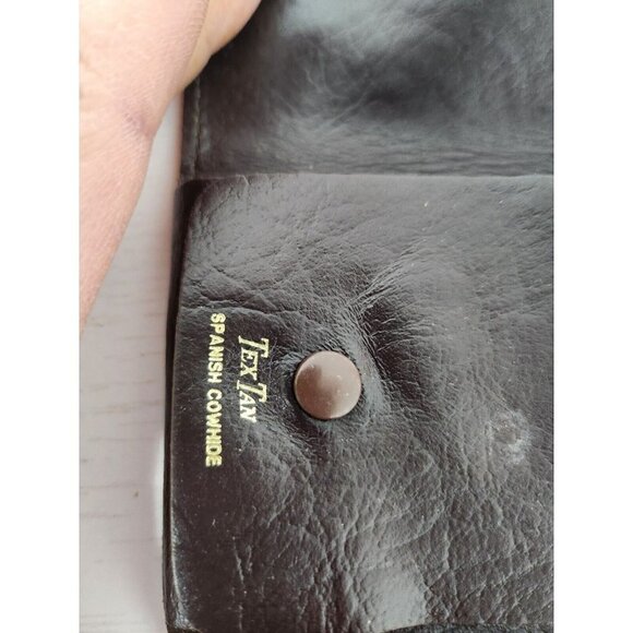 Vintage 70s Tex Tan Trifold Brown Leather Wallet Key Case Card Case Snap Closure - Picture 6 of 9